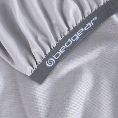 BedGear Hyper-Linen Crib Sheet, light grey with elastic edge and BedGear logo band on Tampa Home & Garden Store