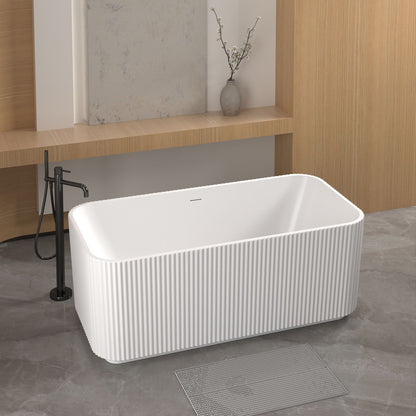 Linear Freestanding Soaker Tub with Gloss White, ribbed exterior, HouseOfZazla bathtub on Tampa Home & Garden Store