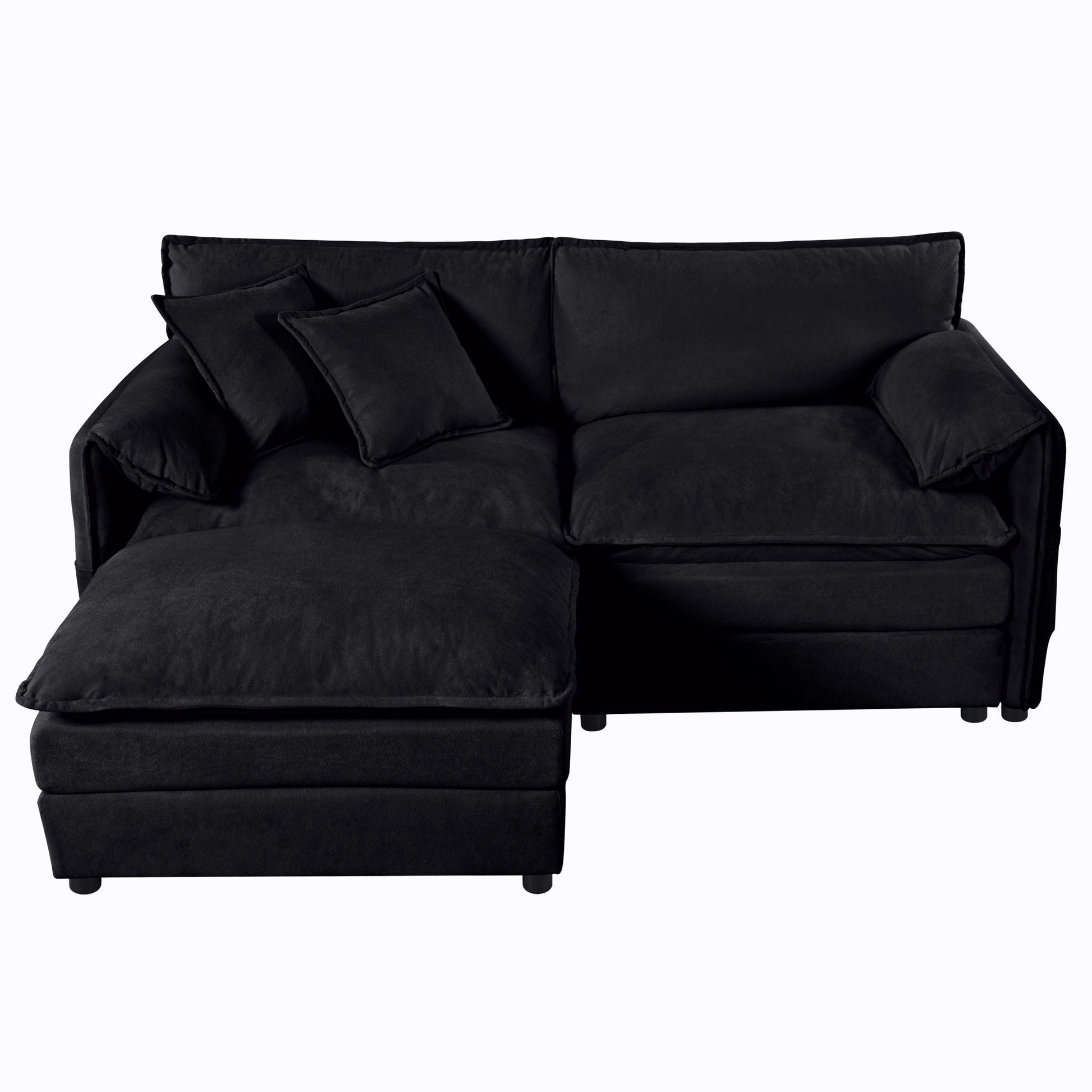 Modern Deep Seat Sectional Sofa and Ottoman black plush cushions by Unique Piece Furniture on Tampa Home & Garden Store