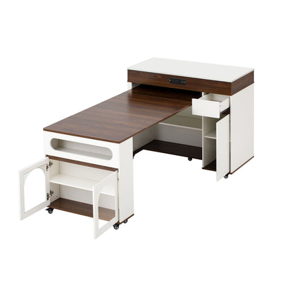 Extendable dining table with folding top and rolling island with drawers and outlet wood top on Tampa Home & Garden Store
