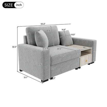 Modular sofa couch with storage armrest and center console in gray fabric by HouseOfZazla on Tampa Home & Garden Store