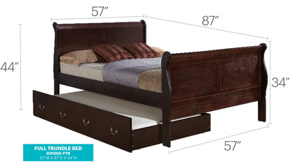 Elegant Trundle Bed by HouseOfZazla in dark wood with built-in storage drawers 57W x 87D x 44H on Tampa Home & Garden Store