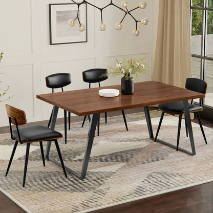 Lowry handcrafted square dining table with walnut finish and black metal legs on Tampa Home & Garden Store