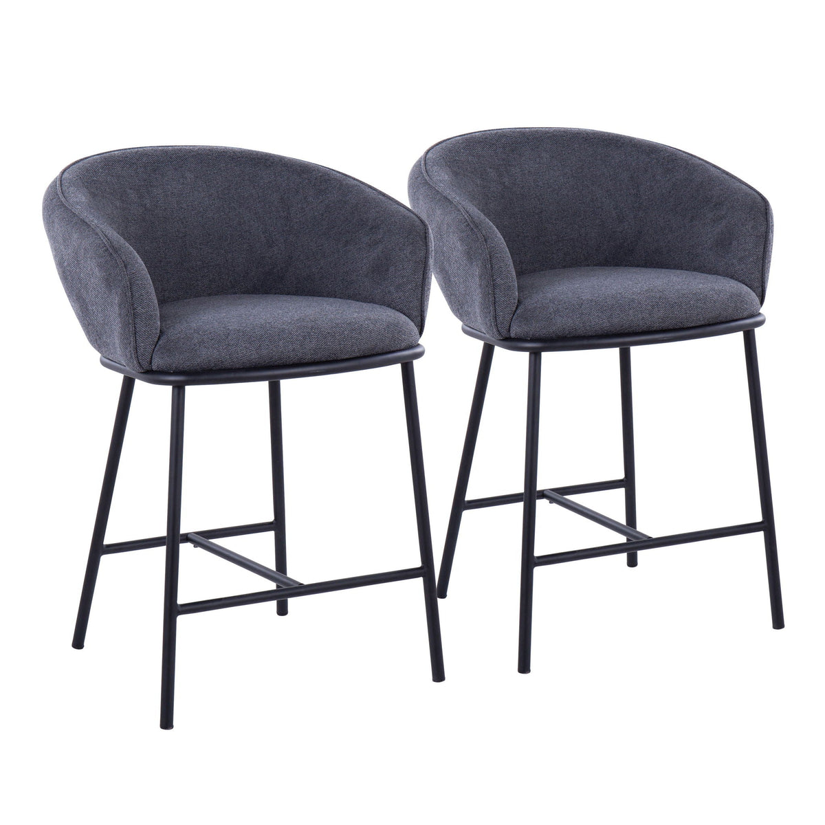 Ashland Contemporary Counter Stool set of 2 in dark gray upholstery with slim black metal legs on Tampa Home & Garden Store