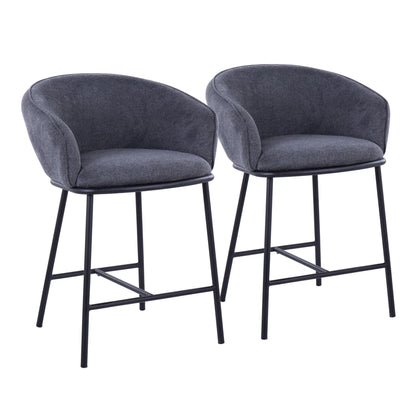 Ashland Contemporary Counter Stool set of 2 in dark gray upholstery with slim black metal legs on Tampa Home & Garden Store