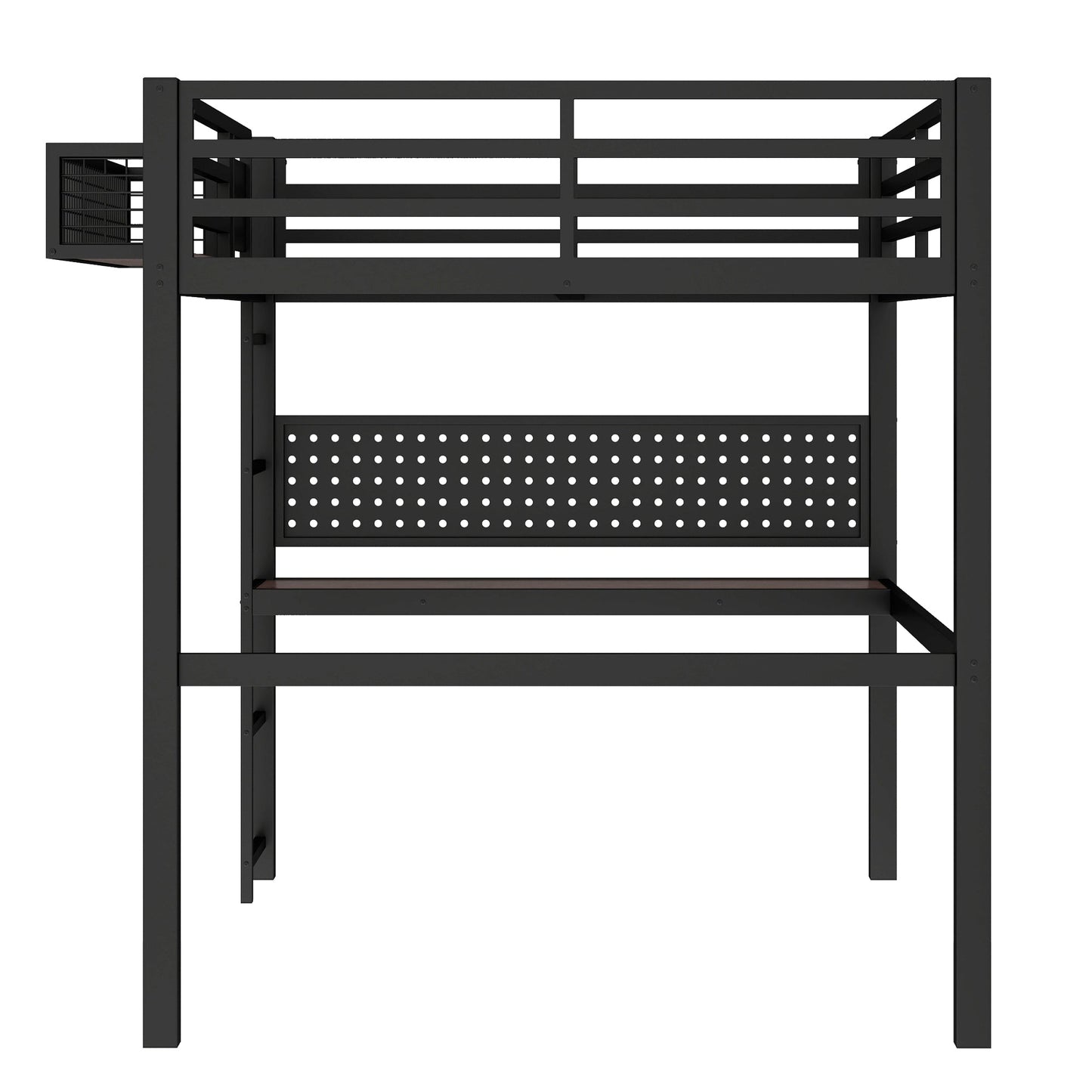 Metal Loft Bed with Desk and Charging Port