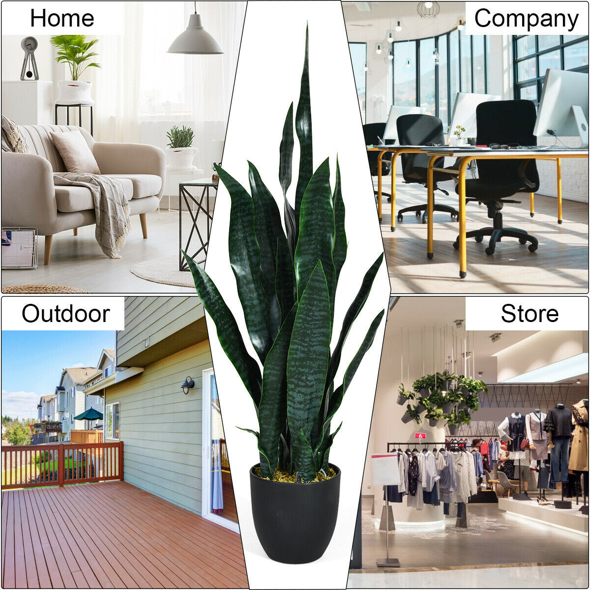 Planta de serpiente artificial de imitación para interior y exterior de 35.5 pulgadas