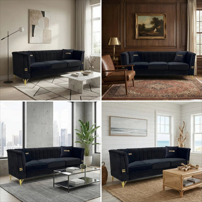 Modern Velvet Three Seater Sofa for Living Rooms