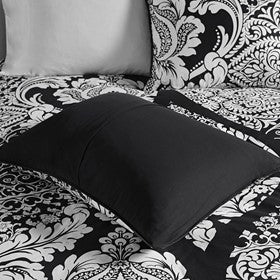 7 Piece Cotton Printed Comforter Set black and white damask print HouseOfZazla on Tampa Home & Garden Store