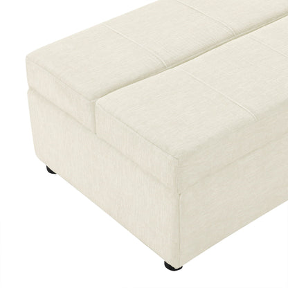 HouseOfZazla twin size folding ottoman sleeper bed with mattress, beige upholstery on Tampa Home & Garden Store