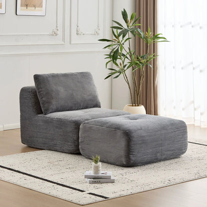 Single Chaise Longue With Movable Ottoman