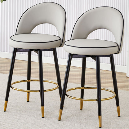 Rotatable bar chair set of 2 by HouseOfZazla, modern upholstered with black metal legs on Tampa Home & Garden Store