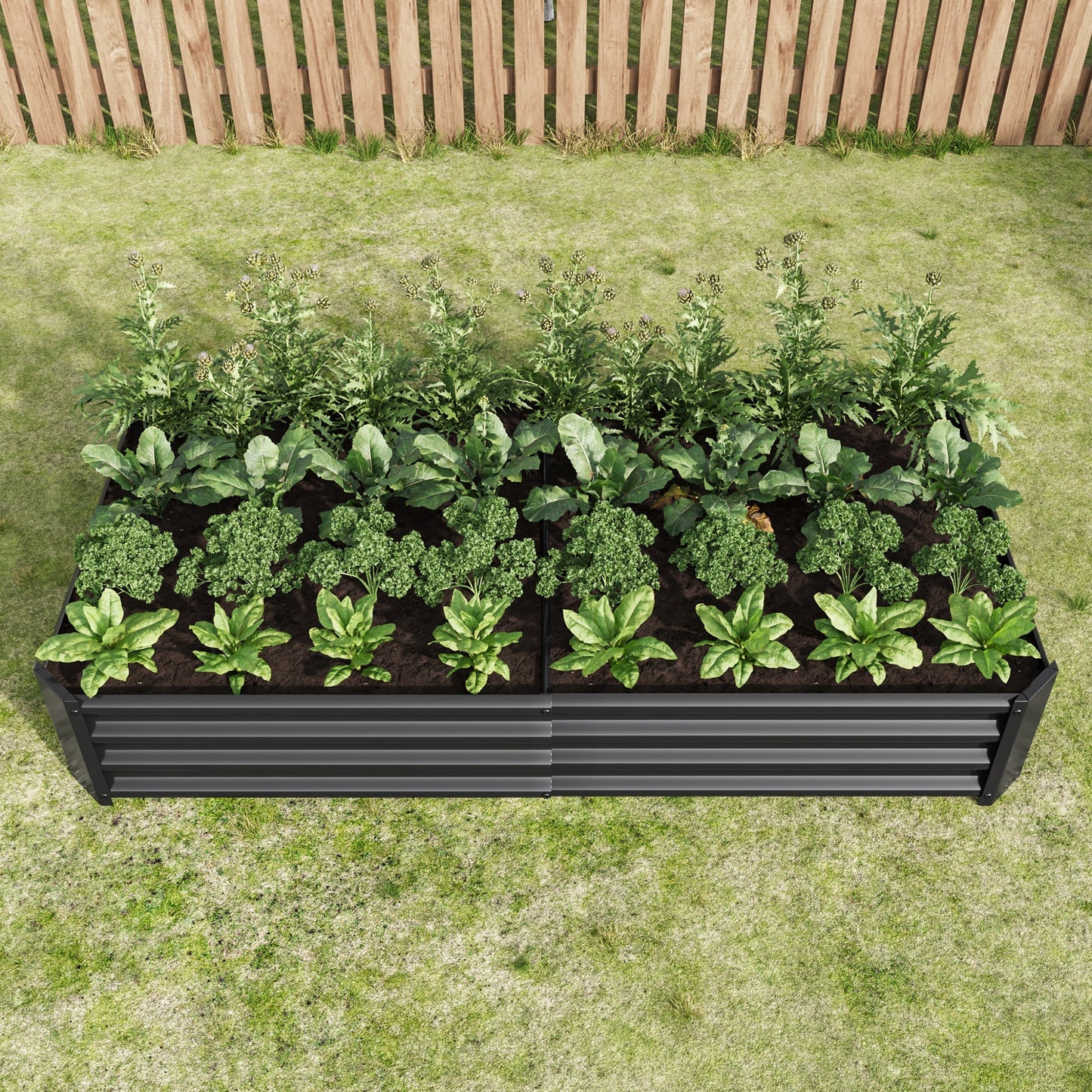 Raised Garden Bed Outdoor 6×3×1 ft black metal rectangular planter HouseOfZazla on Tampa Home & Garden Store