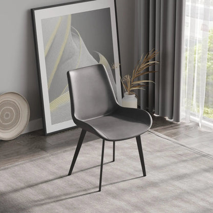 Modern dining chair set of 2 with black faux leather seat and slender metal legs on Tampa Home & Garden Store
