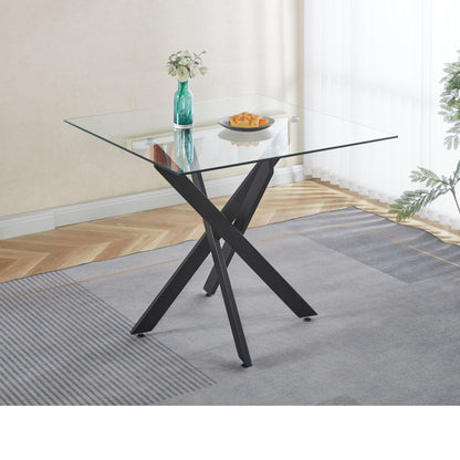 Dining table with tempered glass top and cross metal legs HouseOfZazla on Tampa Home & Garden Store