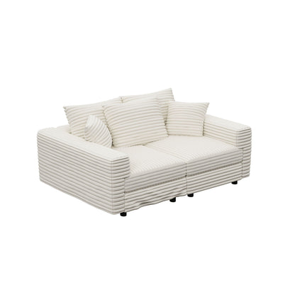 Deep Seat Sofa Bed With Ottoman and Soft Pillows