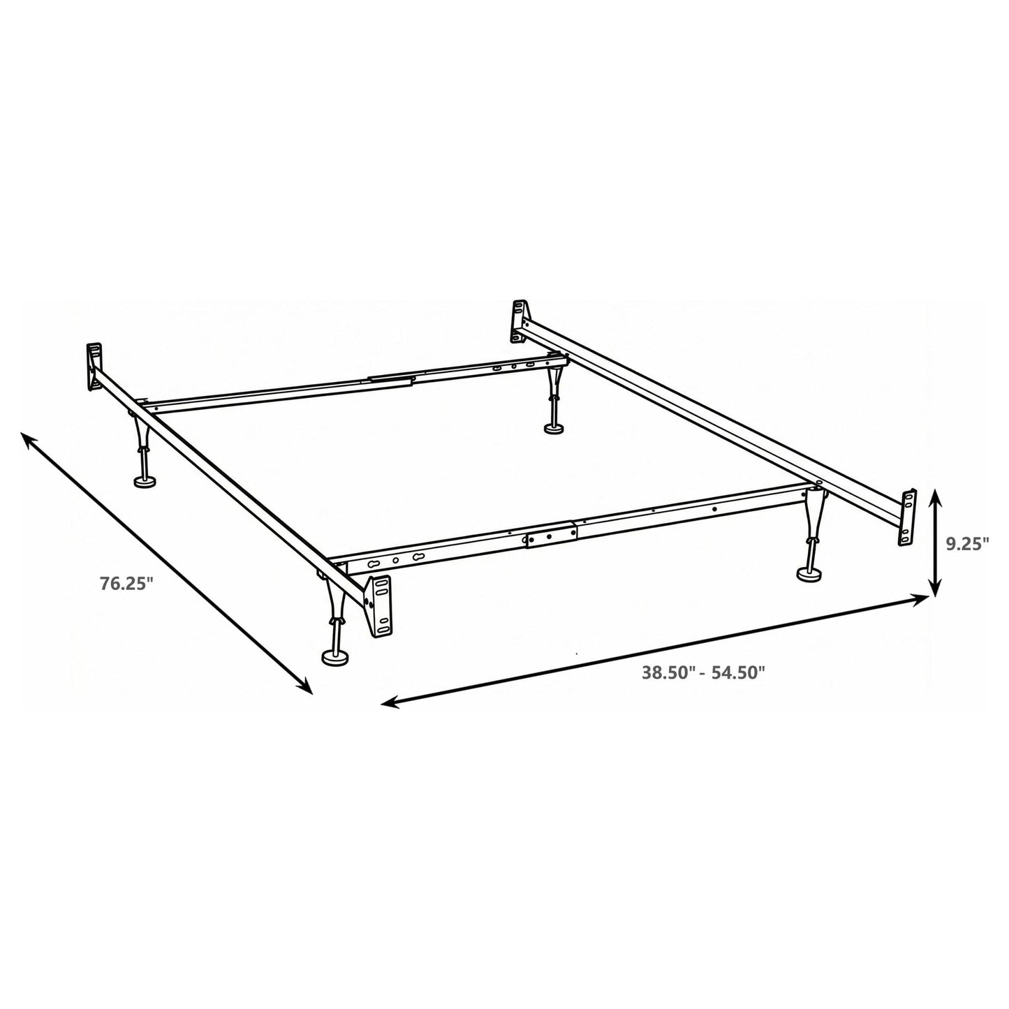Renee Black Twin Full Bed Frame and Center Beam
