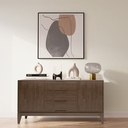 Solid wood sideboard buffet in dark brown with storage compartments, modern decor styling on Tampa Home & Garden Store