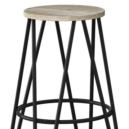 Simeon Multifunctional Metal Stool with Wood Seat