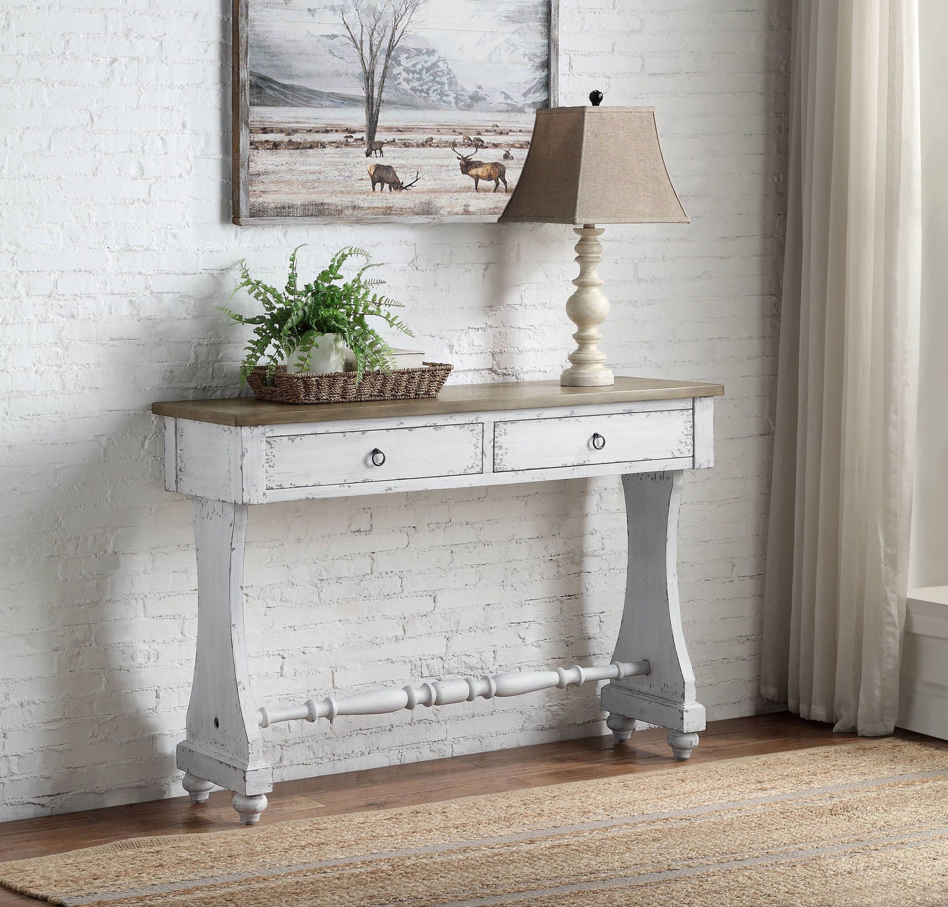 Carminda Console Table by HouseOfZazla in antique white with 2 drawers on Tampa Home & Garden Store