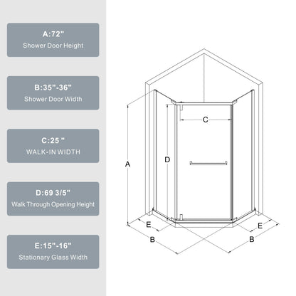 Frameless Neo Angle Shower Door and Acrylic Base