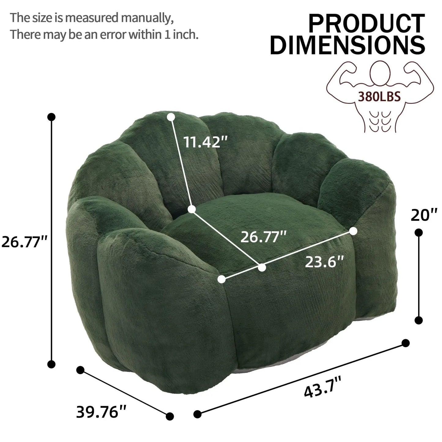 Lotus Style Compression Sofa Bean Bag Chair with Pull Ring, green by Unique Piece Furniture on Tampa Home & Garden Store
