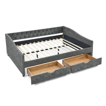 Upholstered Tufted Daybed with Storage Drawers