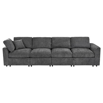 U-Style 130.3in Modular Sectional Sofa gray fabric 4-seater by HouseOfZazla on Tampa Home & Garden Store