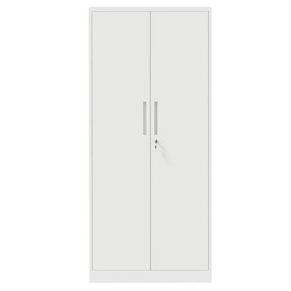 Steel garage storage cabinet with lock and adjustable shelves, white finish, HouseOfZazla two-door on Tampa Home & Garden Store