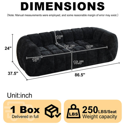 Modern Piano Key Backrest Sofa With Upholstery