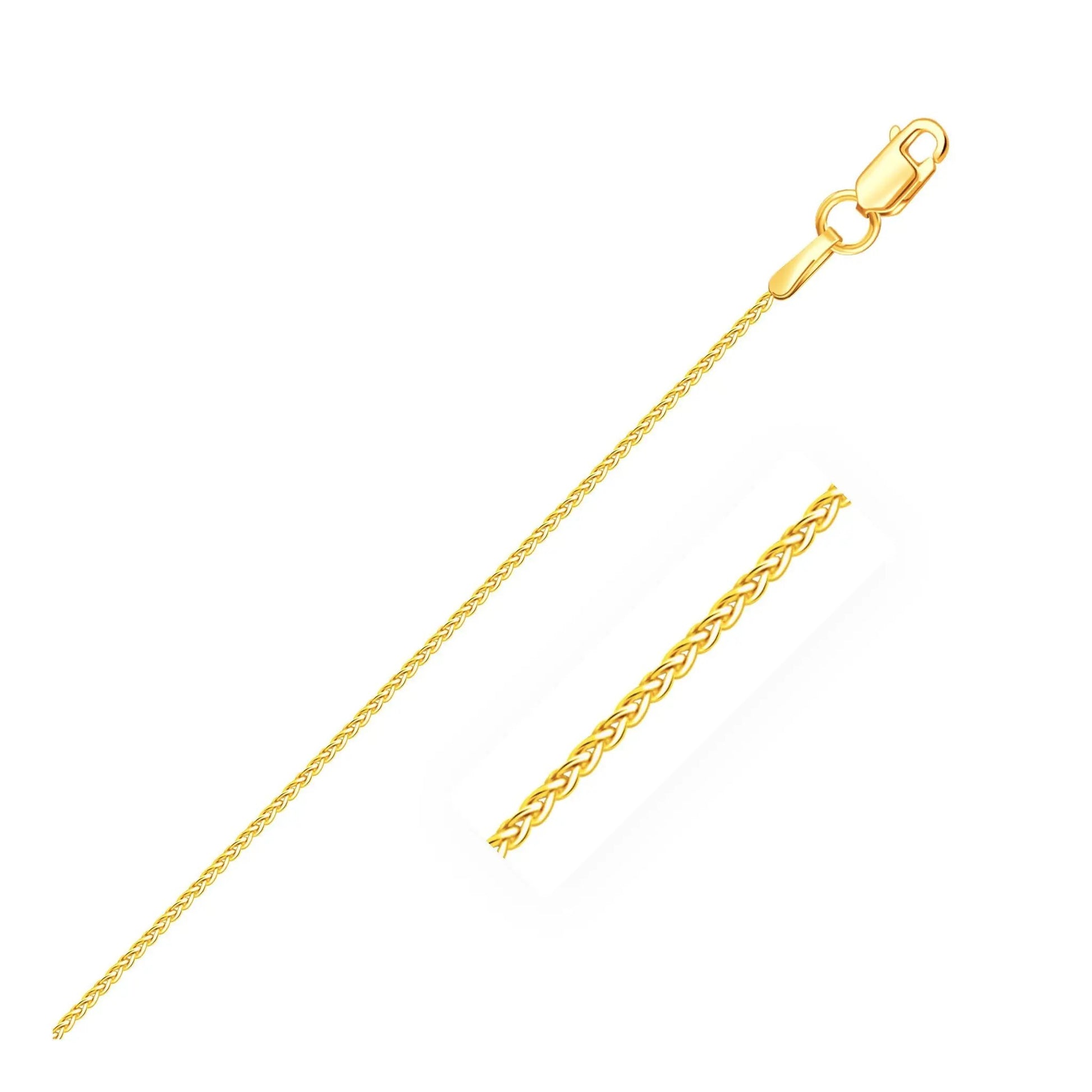 14k yellow gold round wheat chain necklace 1.0mm with lobster clasp on Tampa Home & Garden Store