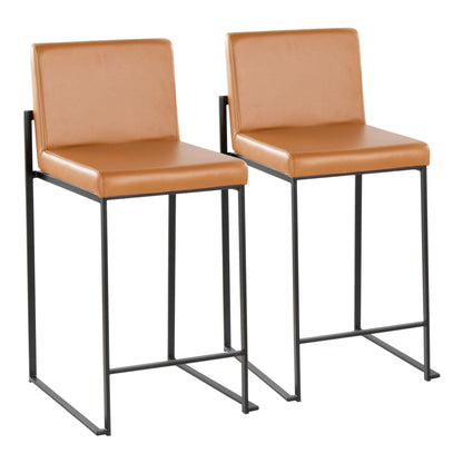 Barstool set high-back tan leather seats with black metal frame, 2 stools HouseOfZazla on Tampa Home & Garden Store