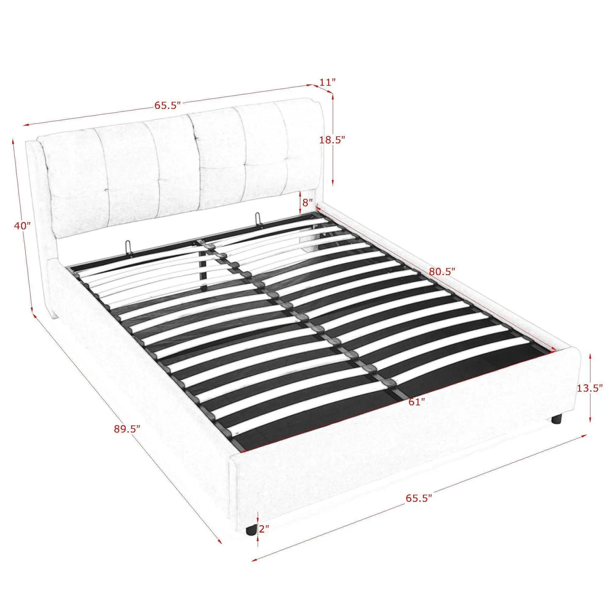 Storage upholstered hydraulic platform bed with integrated headboard in gray fabric on Tampa Home & Garden Store