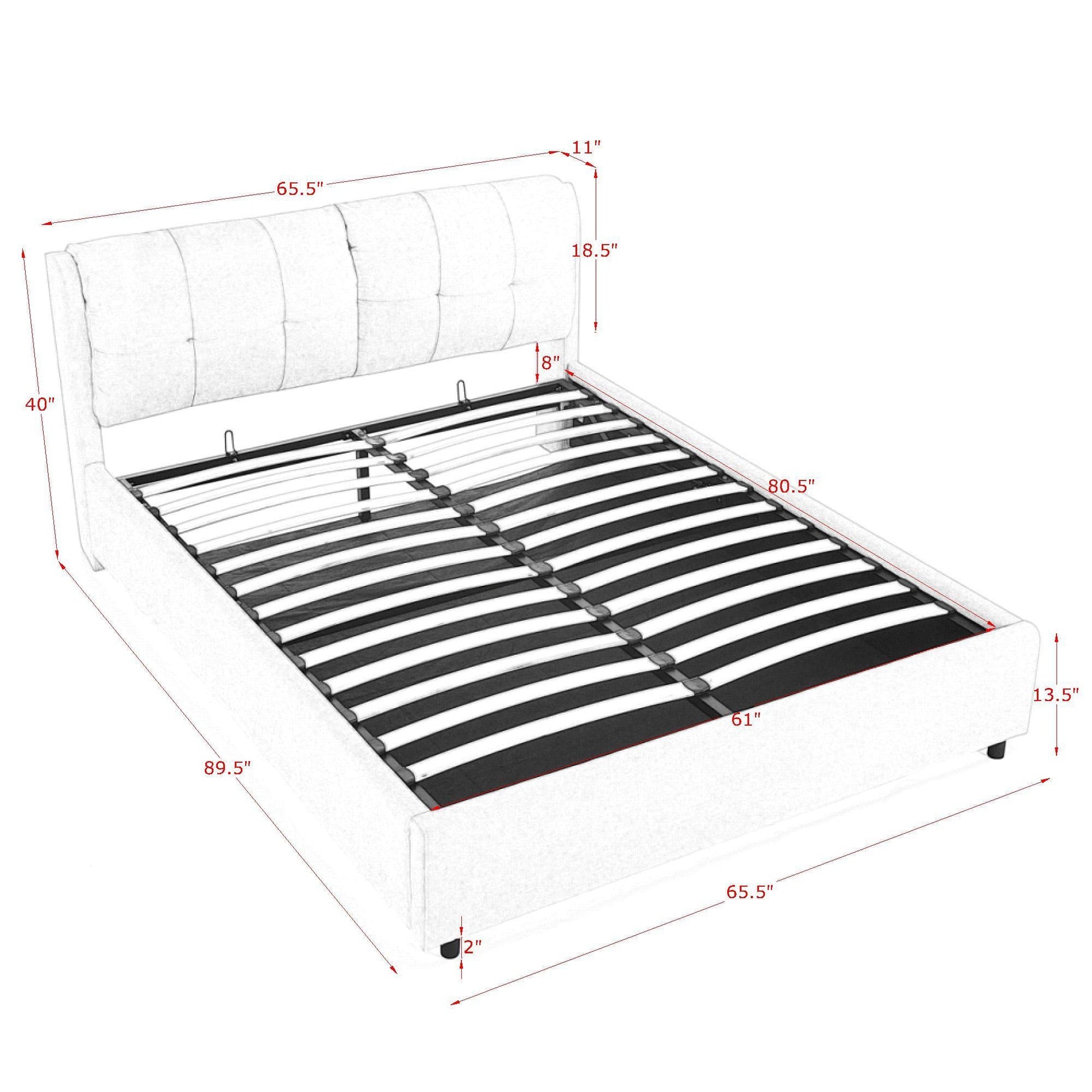 Storage upholstered hydraulic platform bed with integrated headboard, tufted gray fabric on Tampa Home & Garden Store