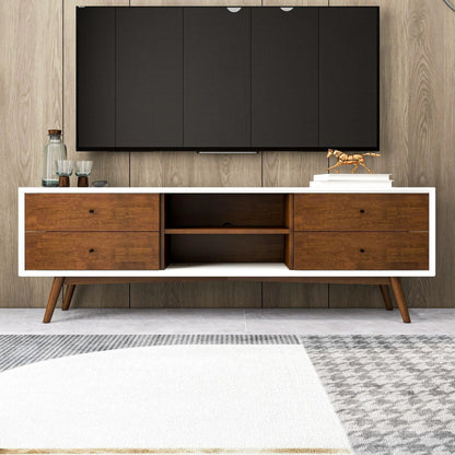 Caroline Modern TV Stand up to 72in dark wood with white frame by Unique Piece Furniture on Tampa Home & Garden Store