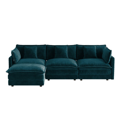 Oversize Chenille Fabric Sofa and Ottoman