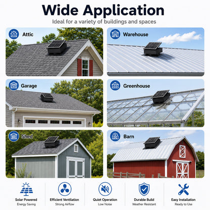 14in Square Solar Roof Exhaust Fan 60W dual power attic ventilator HouseOfZazla 6 units on Tampa Home & Garden Store