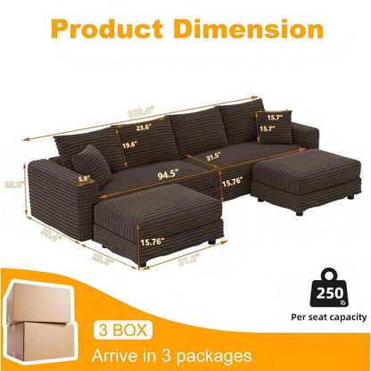 Modern Deep Seat Upholstered Sofa and Couch