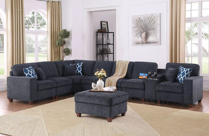 Lily sectional sofa with ottoman in black fabric, 2-piece set by Unique Piece Furniture on Tampa Home & Garden Store