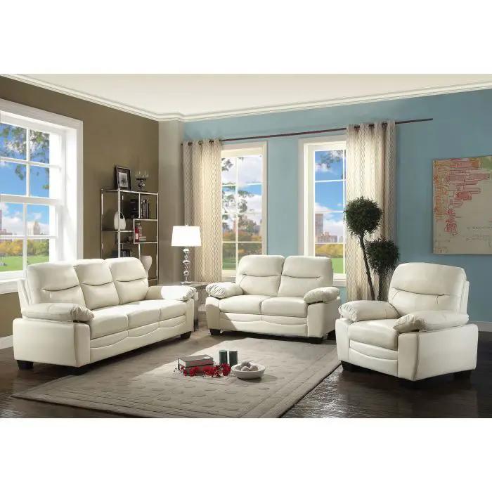 Marta - Sofa set, cream white leather upholstery with sofa, loveseat, and armchair on Tampa Home & Garden Store
