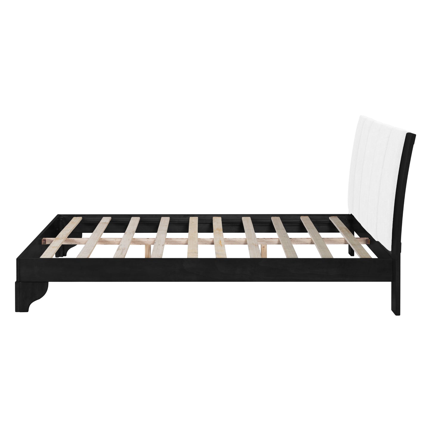 Solid Black and White Pine Queen Bed Frame
