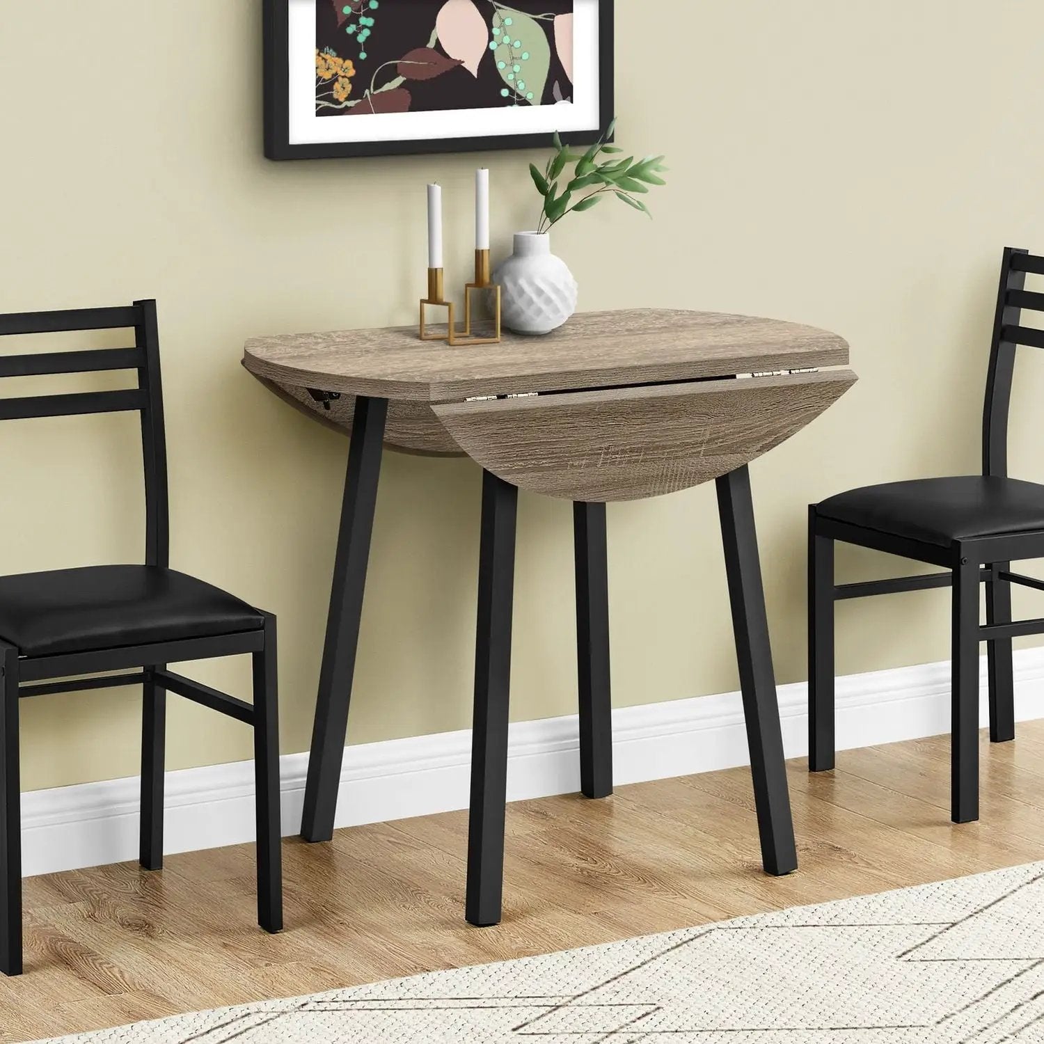3 Piece Drop-Leaf Dining Set small contemporary wood table with black legs by Unique Piece Furniture on Tampa Home & Garden Store