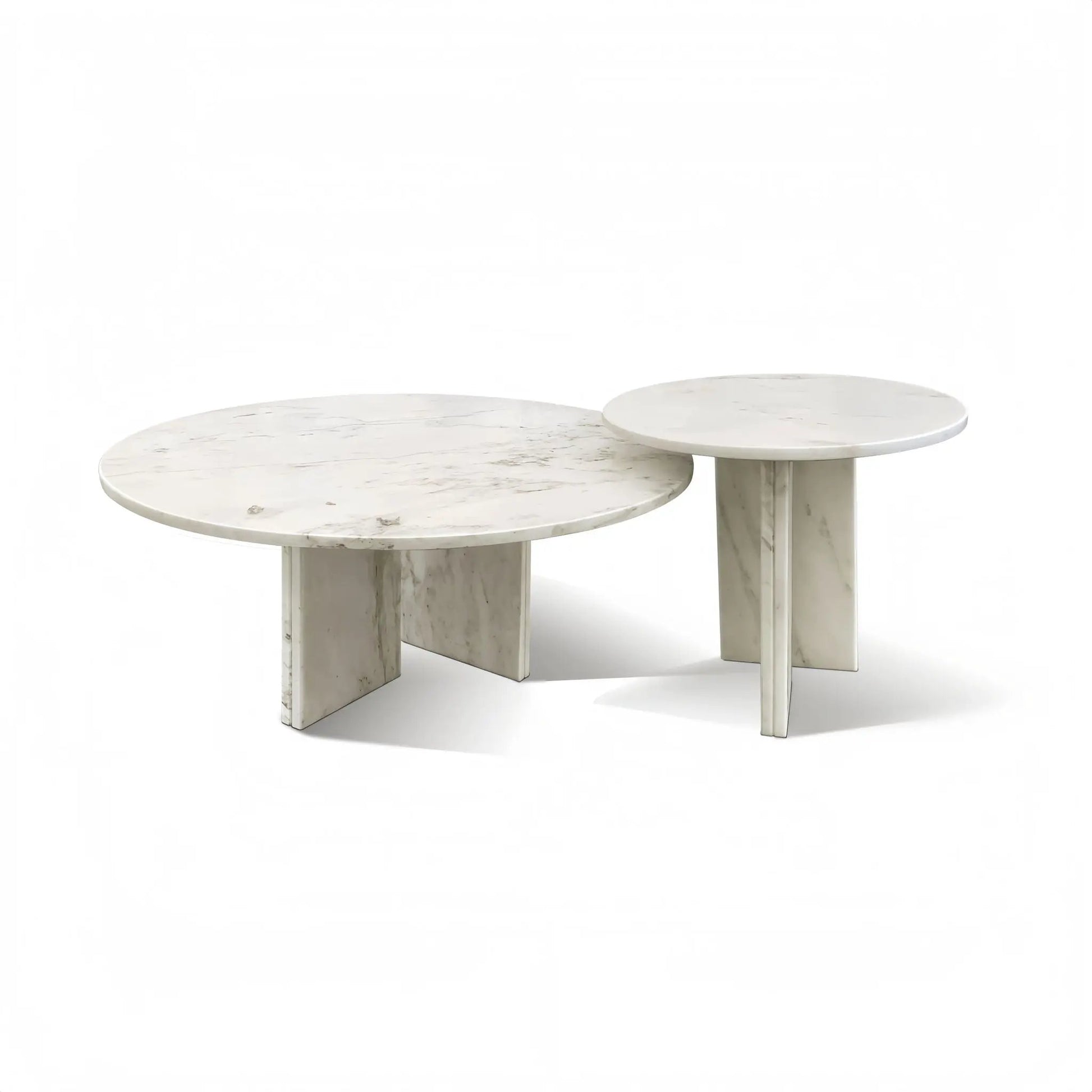 Elegant Coffee Duo Table Set with two white marble round tables by Unique Piece Furniture on Tampa Home & Garden Store