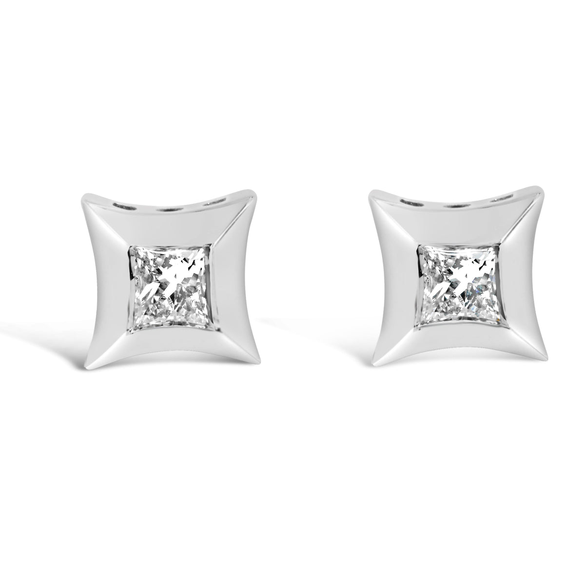 10K white gold invisible-set princess-cut diamond stud earrings, 0.20 ct, H-I color SI2-I1 on Tampa Home & Garden Store