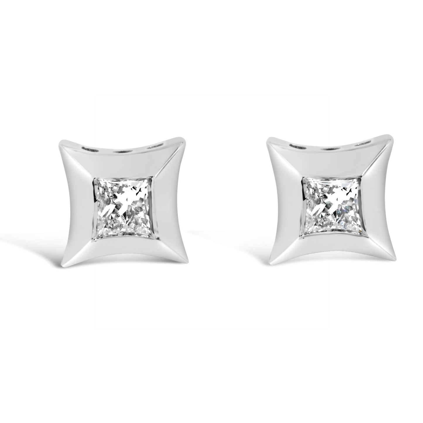 Pair of 10K white gold princess-cut diamond stud earrings, H-I color SI2-I1, Bids.com on Tampa Home & Garden Store