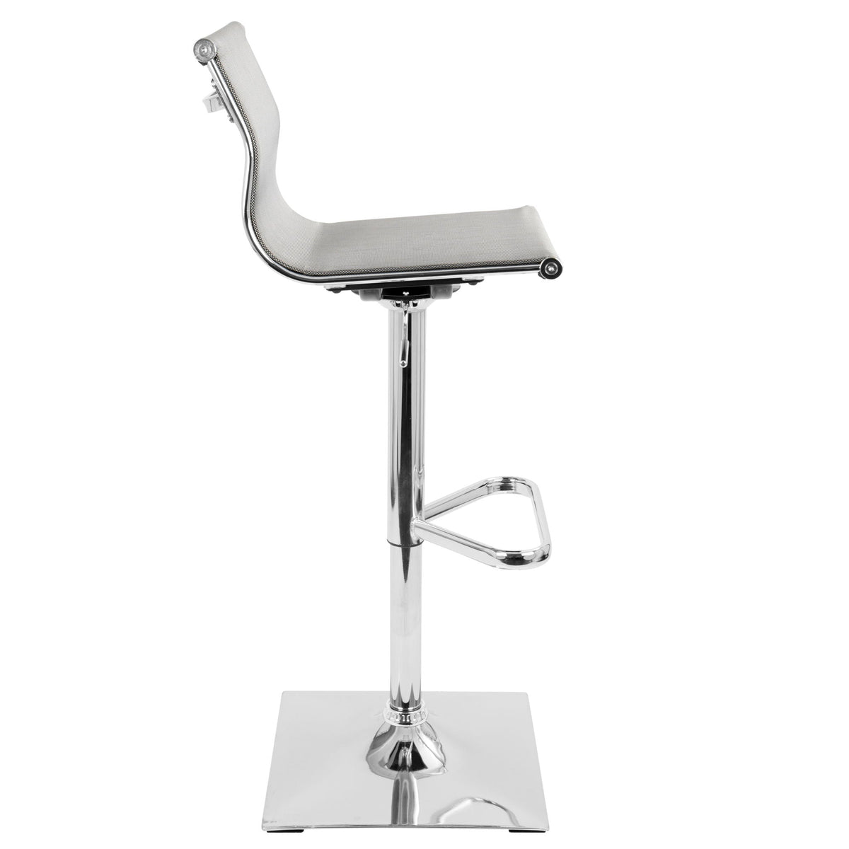 Contemporary adjustable barstool with swivel in pearl silver, chrome base on Tampa Home & Garden Store