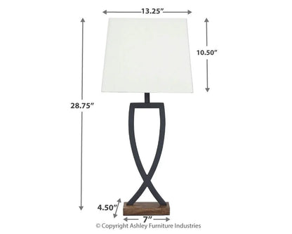 Makara Metal Table Lamp Set Of 2 With Wood Base