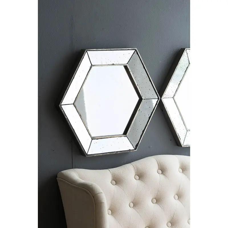 Hexagon Wall Mirror with Contemporary Glass