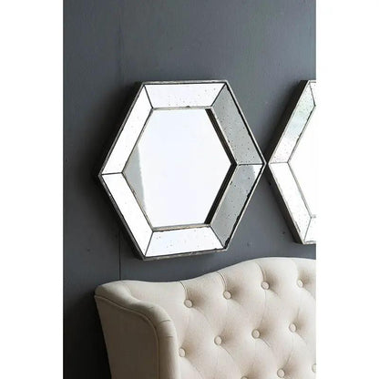 Hexagon Wall Mirror with Contemporary Glass