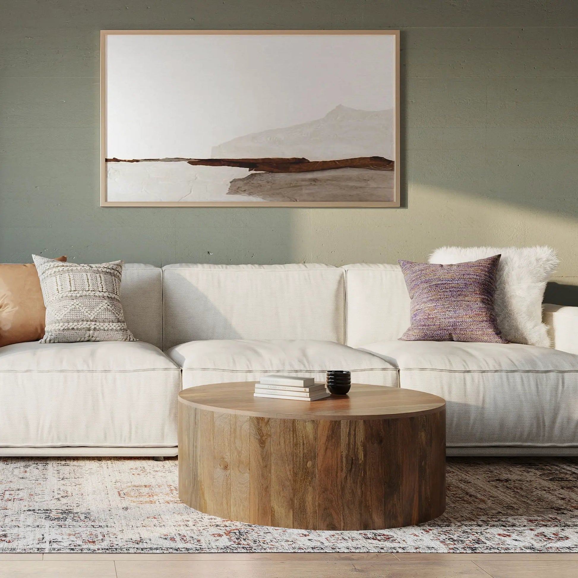 Millbury Drum Coffee Table natural wood round cylindrical design by Unique Piece Furniture on Tampa Home & Garden Store